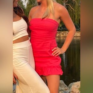 Revolve Superdown Pink Ruffled Mini Dress, S